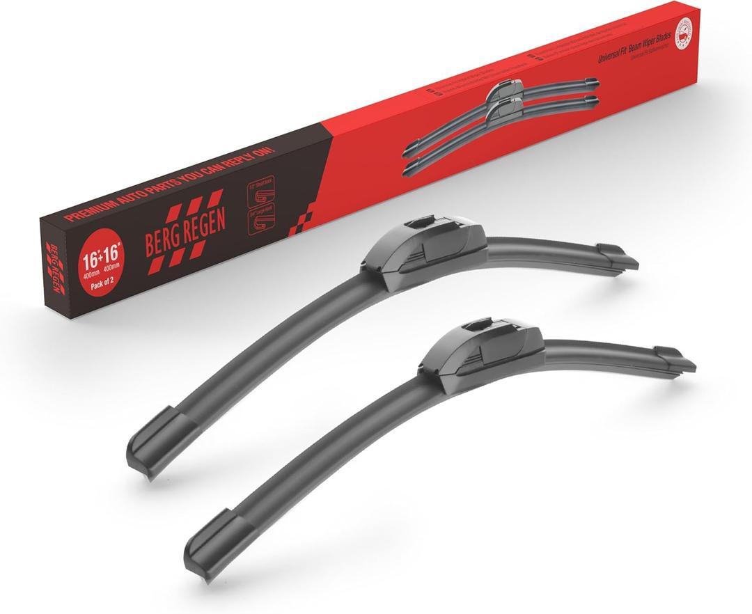 BERG REGEN 16"+16" Windshield Wiper Blades Replacement for Jeep Wrangler JL 2018-2023, Jeep Gladiator 2020-2022, Mercedes-Benz G63 AMG 2013-2017, Dodge Viper 1999-2002 Genuine OEM Quality (Set of 2)