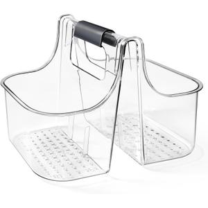 tutata Clear Caddy Organizer with Handle, Shower Caddy, Stackable Plastic Bin Basket for Bathroom, Shower, Craft organizer
