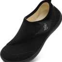 LeIsfIt Mens Slippers Wide House Shoes Adjustable Diabetic Shoes Arthritis Swollen House Slippers Indoor Outdoor Slippers, Black