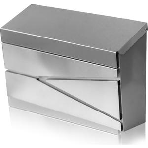 Wall Mount Mailbox, Large Capacity Mailbox for House, Galvanized Steel Rust-Proof Metal Post Box Drop Mailboxes for Outside, 15.74"9.84"4.33", Silver Modern Sleek Style