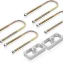 Universal Leaf Spring Lowering Block Kit, 1 Inch, 2-1/2" Wide, 5" Long, Zinc-Plated U-Bolts, Premium Steel Construction for Long-Lasting Finish