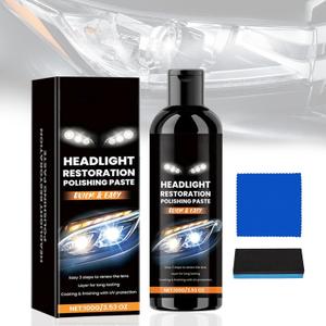 2 x 2025 Professional Car Headlight Restoration Kit - Ultimate Stain Remover & Polishing Paste for Lasting Clarity & Scratch Removal