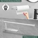 Paper Towel Holder, Self Adhesive or Drilling Paper Towel Holder Under Cabinet for Kitchen, Bathroom, Sink, Pantry, Fridge, Stainless Steel Paper Towel Roll Rack (Silver)