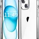 JJGoo Compatiable with iPhone 15 Case Clear, Transparent Shockproof Phone Case, Slim Anti-Scratch Hard PC Back Protective Cover Bumper, Gradient Black