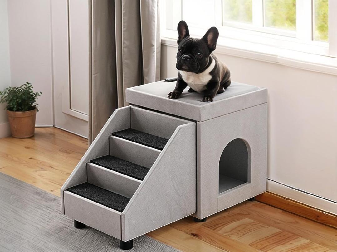 YITAHOME Dog Window Perch, Foldable Pet Window Perch with Stairs, Dog Stairs with Platform for Window, Pet Stairs for High Beds or Sofa, Cats Window Seat with Waterprrof Linning