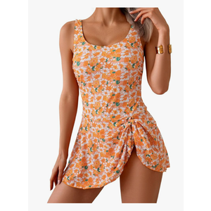 Eomenie One Piece Swimdress Swimsuits for Women Tummy Control Swim Dresses Skirt Bathing Suit, Size -L