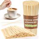 MAQIHAN 1000pcs Sip Stirrers - Bamboo Coffee Stir Sticks Disposable Hot Drink Beverage Stirring Swizzle Stir Sticks For Coffee, Milk, Juice, Cocktail, Chocolate, Suit For Party, Bar 5.5 Inch Square