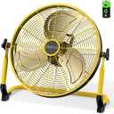 ZHULI 14" Portable Battery Operated Floor Fan, Rechargeable Cordless Camping Fan, Hi-Velocity Brushless Motor, Metal blade, USB Phone Charge, 8~60H Runtime, Quiet, Wireless, For Outdoor Home Workshop