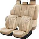 Coverado Car Seat Covers Full Set, 5 Seats Front Seat Cover and Back Seat Covers for Cars, Automotive Seat Covers Nappa Leather Waterproof Seat Covers, Car Seat Protectors Universal for Cars Red