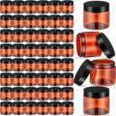 Patelai 48 Pack 6 oz Tawny Plastic Jars with Black Lids Empty Containers Round Plastic Jars Wide-mouth Refillable Storage Organizers for Cosmetics Lotions Butters Slime Making and Food Storage