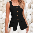 BTFBM Summer Sleeveless Blazer Vest for Women Dressy Button Down Round Neck Business Casual Outfits Work Suit Vests Tops
 M