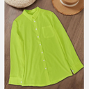 Women's Button Long Sleeve Beach Vacation Boho Shirts Have Long Retro Summer Tops 100% cotton green M