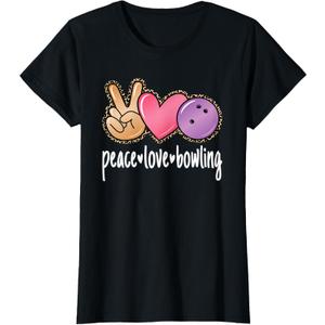 Peace Love Bowling Cute Bowling Lover Women Girls Kids T-Shirt 2XL