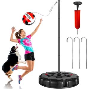 SPOYNAL Portable Tetherball Set with Tetherball Ball, Rope and Pole, Tether Ball and Rope with Heavy Duty Poles and Sturdy Base for Adults Outdoor Backyard Lawn Beach Game, Medium or Large