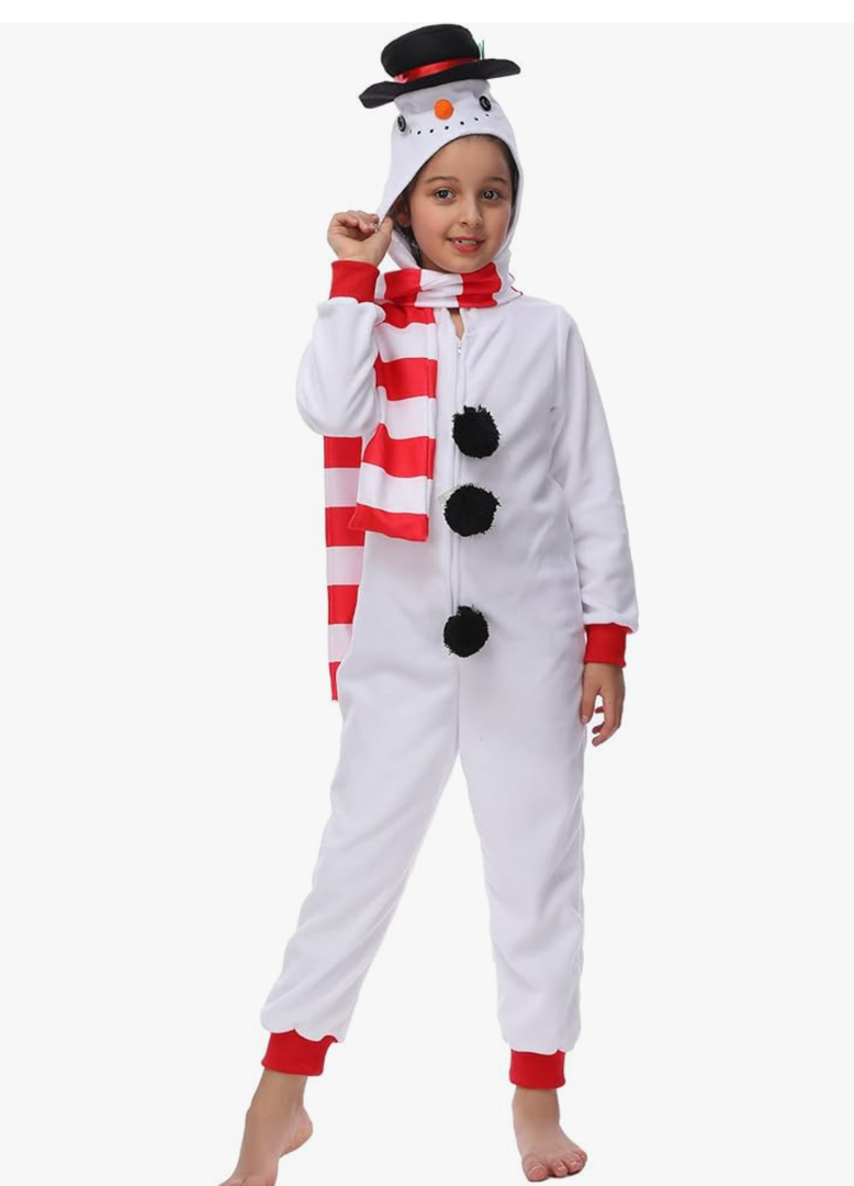 Wizland Animal Costume for Kids, Leopard Cow Monkey Reindeer Tiger Dalmatian Snowman Santa for Christmas Halloween, 12-14Y