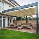 4.5'W X 18'L Retractable Awnings for Patio, Pergola Sliding Shade Cover high-Density Polyethylene Fabric, Wave Shade sail for Deck Garden Backyard Deck Trellis, Beige