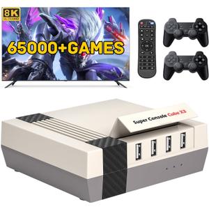 Kinhank Super Console Cube X3 Retro Game Consoles Built-in 65000+ Games, Android 9.0/Emuelec 4.6/CoreE System, S905X3 Chip, 8K UHD Output,2.4G/5G, Emulator Console Compatible with Most Emulators