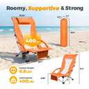 Low Beach Chairs for Adults with High Back, Support 400LBS