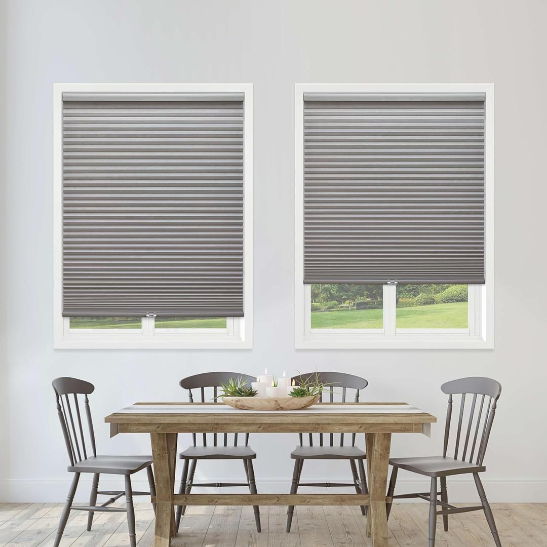 Cordless Blackout Shade, Grey, 34 1/4" W