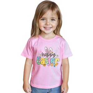 Toddler Boys Easter Shirt for Kids Girls Easter Bunny T-Shirts Tops Funny Graphic Tee Short Sleeve 2T-8Y