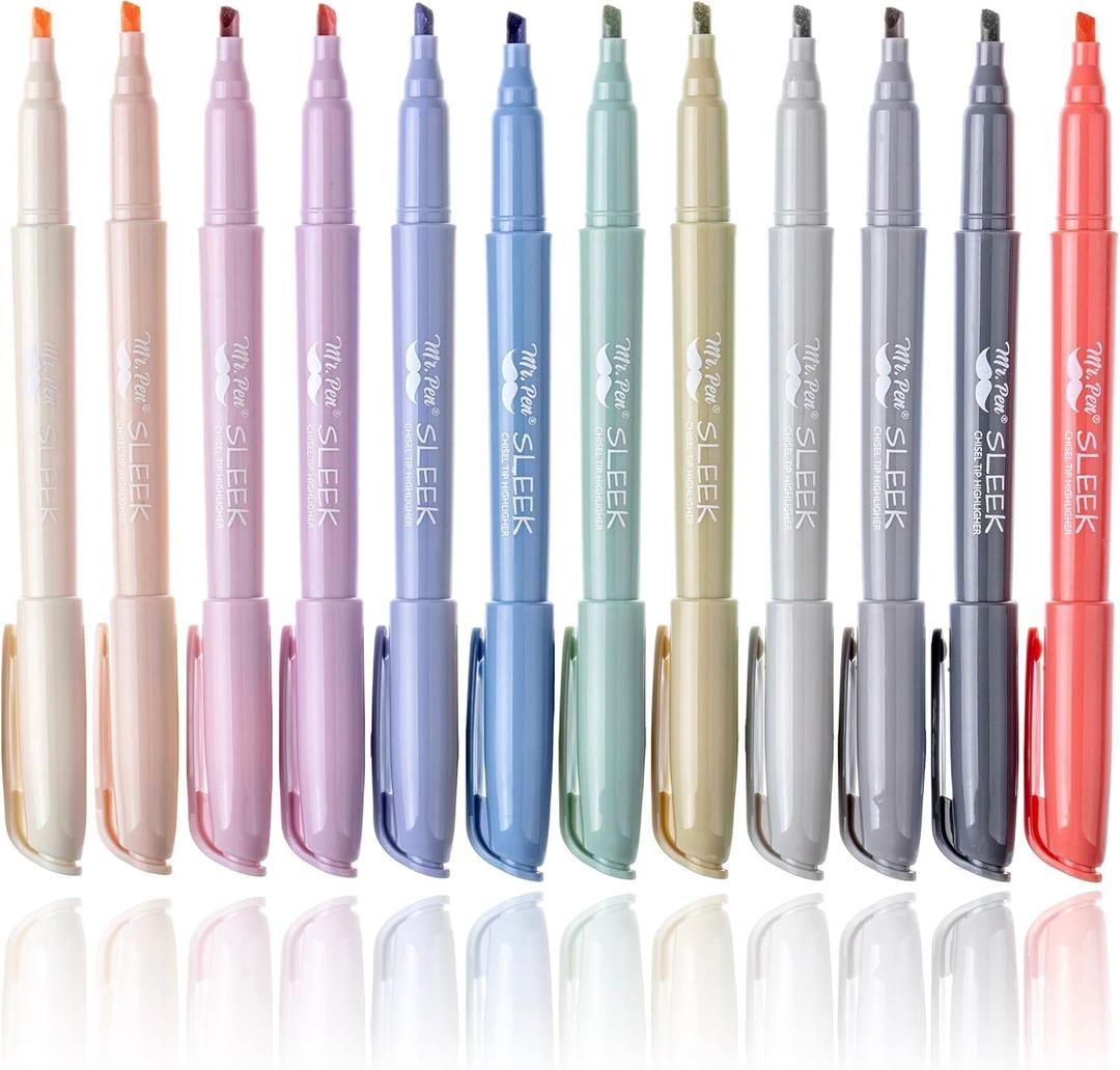 Mr. Pen- Highlighters, 12 Pack, Morandi Colors, Chisel Tip, Quick-Dry, Smear-Resistant, Odorless Highlighters for School, Office & Journaling