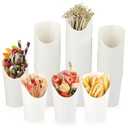 Teemumu 12oz White Charcuterie Cups 100pcs, Disposable Charcuterie Cups with Sticks, French Fries Cup Paper Appetizer Cup with 200pcs Cocktail Picks for Snack, Fruit, Dessert or all Occasions (White)