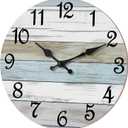 CHYLIN Wall Clock - 16 Inch Silent Non Ticking Coastal Wall Clocks Battery Operated, Wooden Rustic Farmhouse Clock Decorative for Living Room, Kitchen, Bathroom, Office (Blue)
