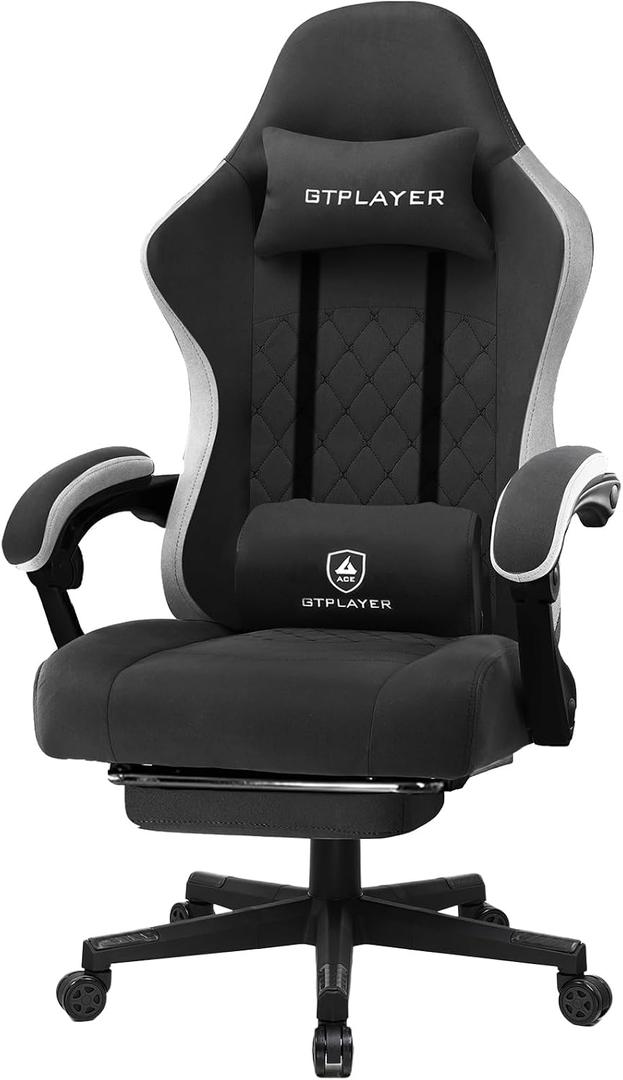 GTPLAYER Big & Tall Gaming Chair, Wide Seat with Footrest, Black & Gray The Forest Stewardship Council