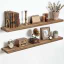 Reclaimed Wood Floating Shelves, Set of 2, 48x8x1.4 inch, Natural