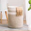 Woven Rope Laundry Hamper Basket, 72L Tall Luandry Basket, Baby Nursery Hamper for Blanket Storage, Clothes Hamper for Laundry in Bedroom-Large-Brown (Large(72L))