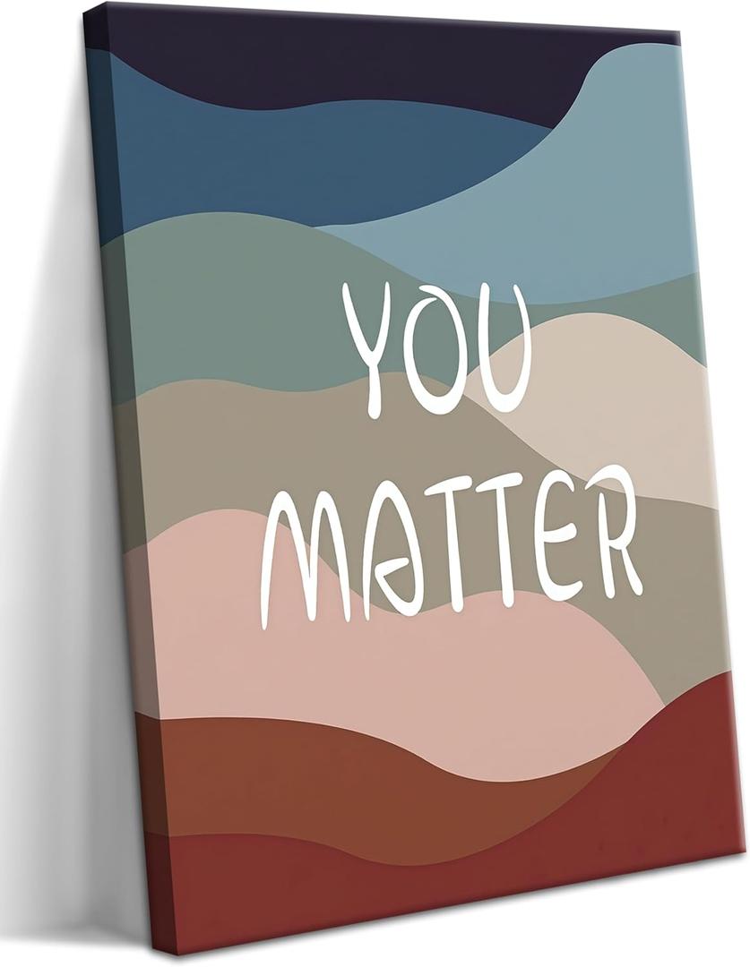 YHCTHT You Matter Canvas Wall Art  Framed Inspirational Positive Affirmation Wall Decor, Motivational Painting Artwork Prints for Bedroom, Home Office, or Meditation Room  12x16in