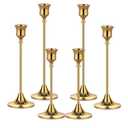 Metal Candle Holders for Candlesticks Taper Candlestick Holders Set Vintage Decorative Centerpiece Candelabra Tall Candle Stands (Gold, 2 Sets (6 pcs))