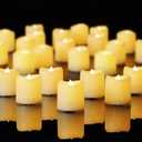 5plots 50-Pack Ivory Flameless Candles, Flickering Votive Candles, 100 Hours Battery Powered Tealights for Party, Wedding, Dating, Proposal, Halloween, Christmas, Table Centerpiece, Home Decor