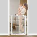 Fairy Baby Narrow Baby Gate for Stair, 22.8"-25.5" Wide Pressure Mounted Pet Gate for Doorway, Easy Walk Thru Child Safety Gate, White