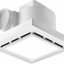 Bathroom Exhaust Fan with LED Light Ceiling Mount Ventilation Fan 118 CFM 1.0 Sones 4 Inch Duct Quiet Bathroom Vent Fan with Light Combo 5000K for Home Bath Hotel-Squares