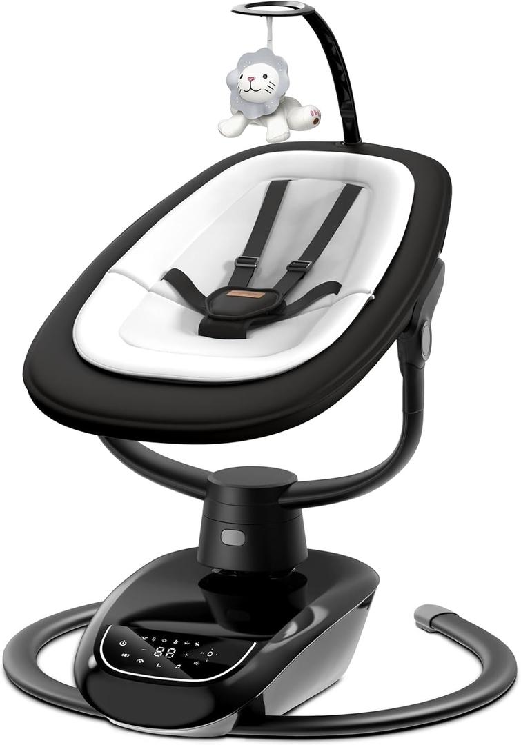 Angelbliss Baby Swing with Custom Motion, 3D-Motion Electric Swing with 6 Unique Motions & 4-Speeds, Bluetooth Enabled, 13 Preset Lullabies (Black)