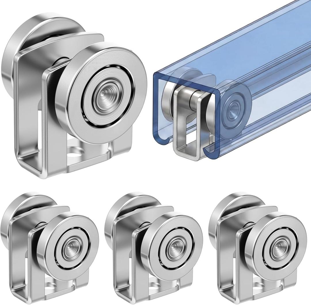 Fumete 4 Pack 2 Wheel Trolley Assembly Rollers Light Duty for 1-5/8" High Strut Channel Heavy Duty Steel Dual Wheel Roller with Ball Bearings Zinc Plated with M6 Mounting Hole 1000 lb Capacity