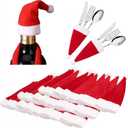 yinupet Red Mini Santa Hats for Xmas Party 30 Pieces mini Christmas Hat for Table Dinner Decorations  Bottles Cover Silverware Holder