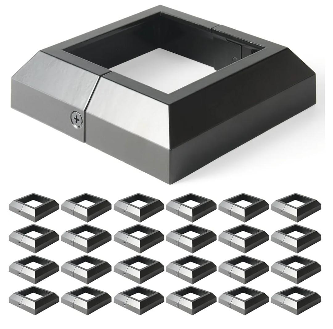 Aluminum Deck Post Base Cover, for Deck railings, Stairs, Patios, Porches Split Deck Post Skirt (Black), 16 pcs