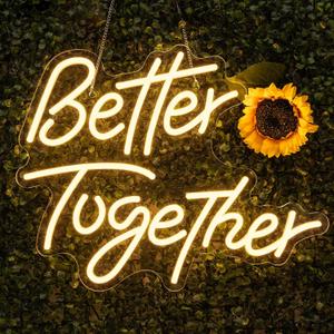 Looklight Better Together Neon Sign,Neon Light for Wall Decor,Wedding Neon Sign,Warm White Led Neon Light USB Letters Neon Signs Led Signs for Wedding,Engagement Party,Birthday