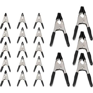 Amazon Basics 20-Piece Steel Spring Clamp Set, 15 Pack of 3/4-inch, 5 Pack of 1-inch, Black/Silver