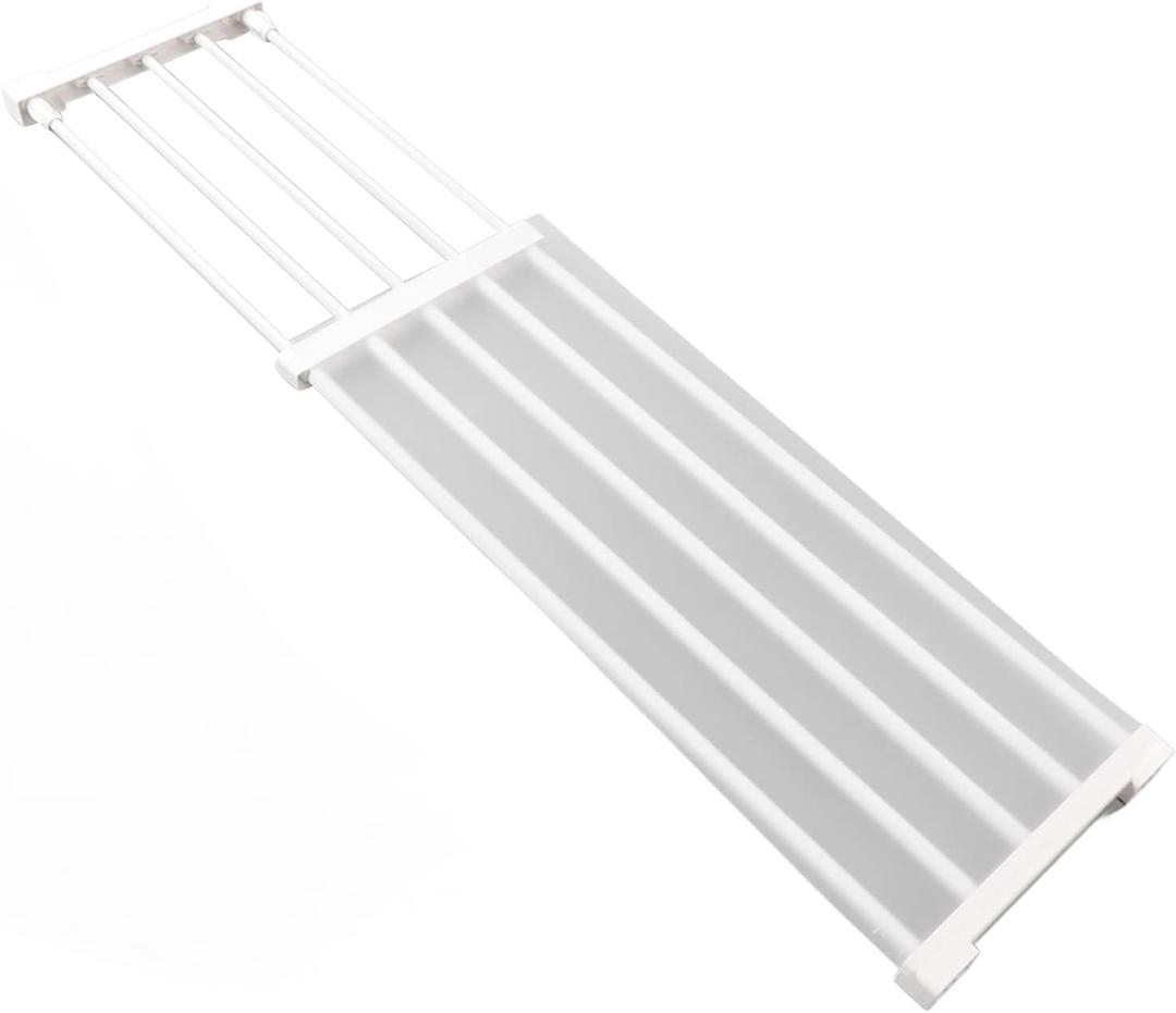 Closet Tension Shelf, Closet Tension Shelf Rod Heavy Duty Wardrobe Organizer Expandable Length Metal Storage Rack for Wardrobe Cupboard Kitchen Bathroom (75-120cm Length)