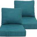 Outdoor/Indoor 23.5x25 inch Deep Seat Patio Cushions Set of 2 Resilient Foam Filling Water Repellent Stain-Resistant UV Resistant Weather Resistant Patio Cushions Malachite