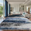 Ciicool Modern Abstract Deep Blue Gray Rug for Living Room, 9'x12' Machine Washable Area Rug Non-Slip Rug, Low-Pile Contemporary Indoor Dining Floor Carpet for Bedroom Office Under Table Home Decor