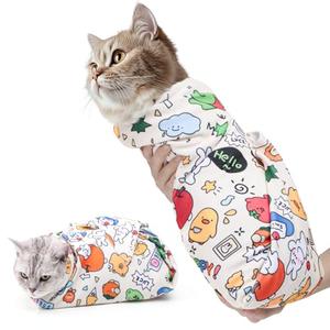 ondware 31.5 in Cat Wrap for Cutting Nails, Self-Adhesive Cat Grooming Wrap Anti-Escape Cat Restraint for Nail Clipping Cat Swaddle Wrap Cat Wrapping Cloth for Pet Cleaning and Beauty (Within 22 lbs)