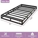 5 Inch Twin Size Box Spring – Heavy Duty Metal Twin Bed Base
Low Profile Strong Metal Frame Mattress Foundation with Fabric Cover, Non-Slip, Noise-Free, Easy Assembly, Black, Twin