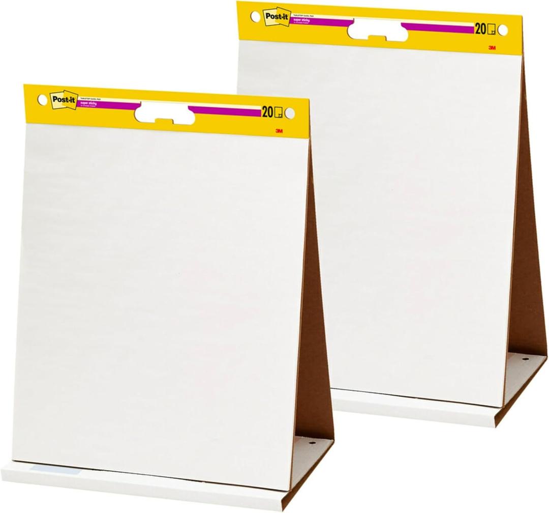 Post-it Super Sticky Portable Tabletop Easel Pad, Great for Virtual Teachers and Students, 20x23 Inches, 20 Sheets, Pad, 2 Pads (563 VAD 2PK)