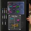 Acrylic Weekly Calendar Weekly Planner for Refrigerator - Clear Set of 2 Dry Erase Board Calendar for Fridge Reusable Planner,Kitchen & Office Planning Board 12"x8" (YCL-006)