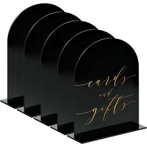 8x10 Inch Black Arch Acrylic Sign with Stand | 5 Pack Blank Black Arched Acrylic Table Sign with Base for DIY Wedding Table Numbers, Arched Wedding Signage, Events& Parties (8x10 Inch)