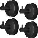 YOHOM Suction Cup Hooks Shower Towel Holder Stainless Steel Vacuum Bathroom Shower Hook Suction Towel Rack Kitchen Organizer for Bathrobe Loofah Matte Black 4Pcs
